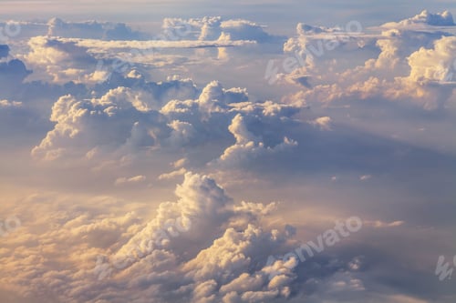 Preview: Sky and clouds. Plane view from the window