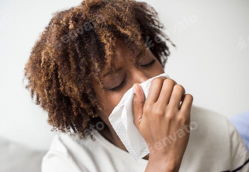 Preview: Woman sick and sneezing