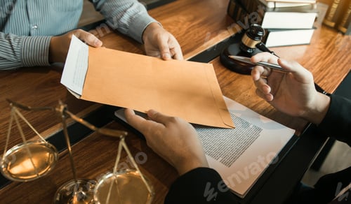 Preview: Client is submitting information on the paper of the prosecution document to the lawyer.