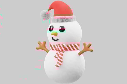 Preview: A snowman with red hat and scarf.