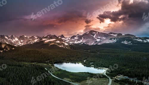 Brainard Lake Panorama at Sunset