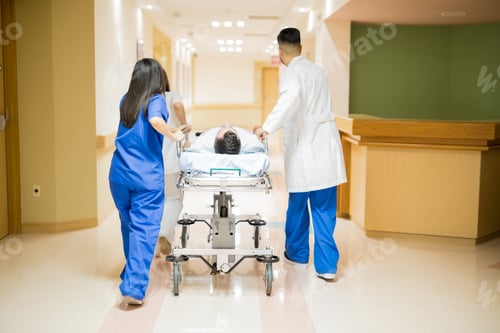 Preview: Patient being transported in a hospital
