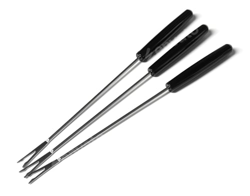 Preview: Set of fondue forks on white background. Kitchen equipment