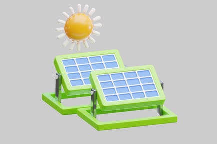 Preview: Solar panels with sun symbol