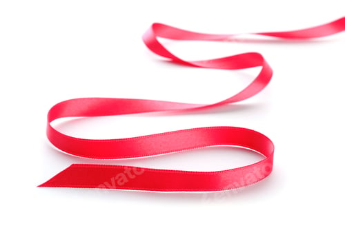 Preview: Simple pink ribbon on white background. Festive decoration