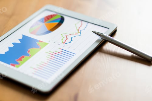 Preview: Tablet computer and financial chart