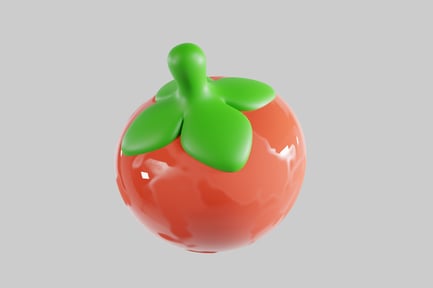 Preview: Cartoon red tomato with green leaves