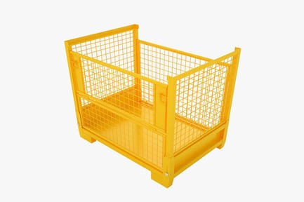 Preview: Yellow Collapsible Mesh Cage Pallet