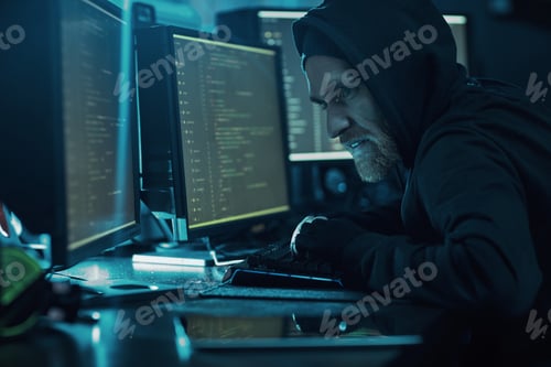 Preview: Hacker typing on computer keyboard