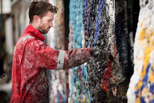 Preview: Male ship painter, painting wall