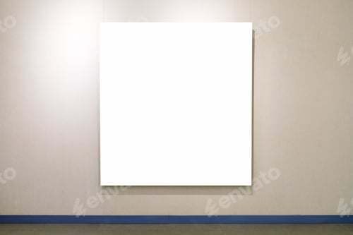 Preview: blank picture frame on exhibition wall