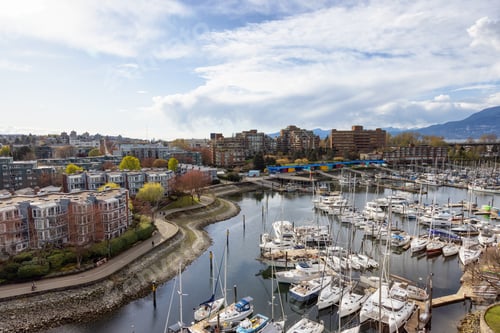 Preview: Aerial View of Residential Homes, Boats in Marina and Modern Cityscape.