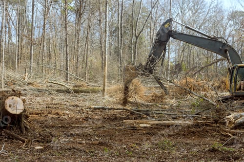 Preview: Using an excavator worker is clearing ground to build a house.