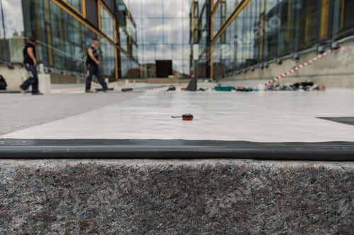 Preview: Waterproofing and insulation at construction site, waterproofing membrane preventing water