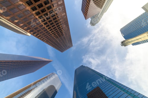 Preview: Downtown Los Angeles skyscrapers at sunny day.