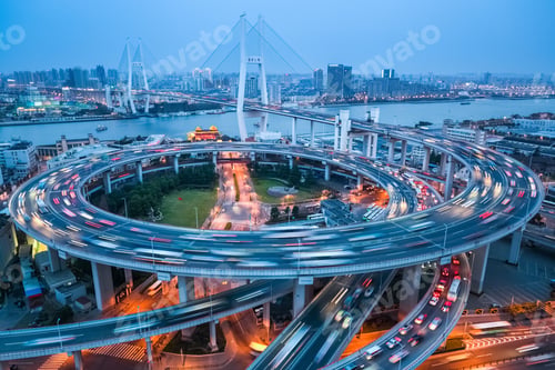 Preview: shanghai nanpu bridge at dusk