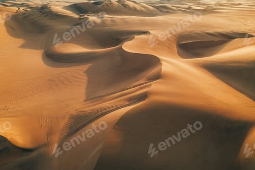 Preview: Aerial sunset photo of desert textures in Huacachina, Ica, Peru, South America