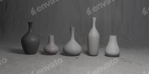 Preview: Ceramic vases on white background minimal vases concept vases 3D