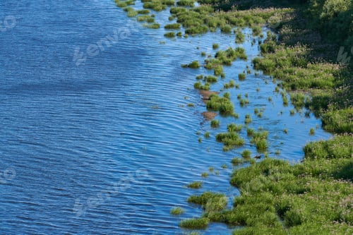 Preview: Island seacoast, aerial top view. Pure, clean and calm blue water. Virgin nature