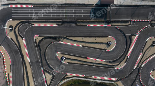Preview: Aerial top view race kart track, Track for auto racing top view, Car race asphalt and curve.