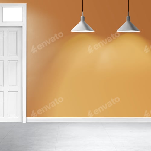 Preview: Orange Wall with Lighting and White Door