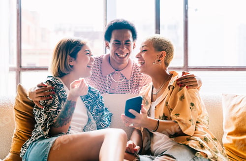 Preview: Group of friends bonding at home, LGBTQ and diversity concepts