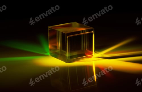 Preview: dispersion of artificial light, dichroic reflective square cube scattering beam of light into severa