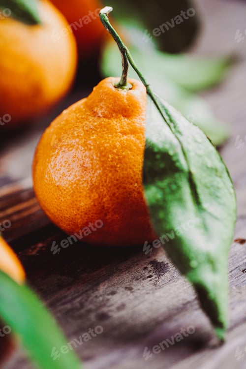 Preview: Tasty tangerines on a table. Macro food photography. The concept of healthy eating and lifestyle.