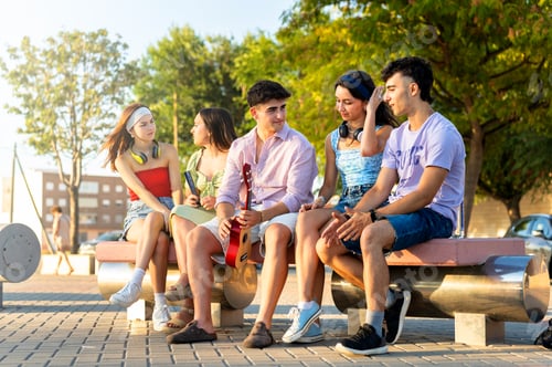 Preview: Happy friends spending time together on a sunny day