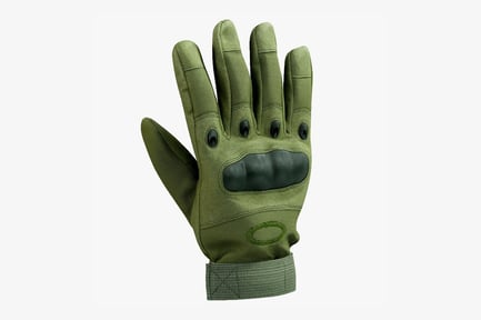 Preview: Tactical Green Glove with Leather Palm Protection