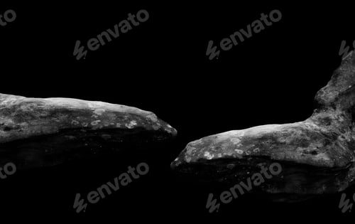 Preview: Stone podium on dark black background.
