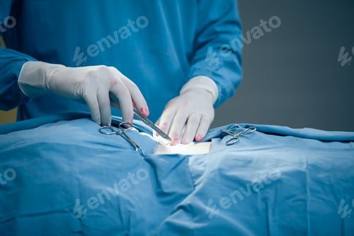 Preview: Surgeon Incising The Stomach Of A Patient In Close-Up