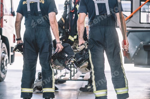 Preview: Firemen working at fire station.