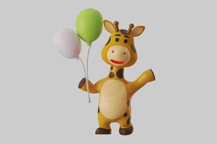 Preview: Cartoon giraffe with balloons figure