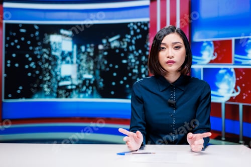 Preview: Reporter presenting news on night show