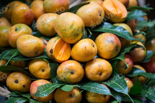 Preview: Selling fresh mangoes in the Indian market in Mauritius.