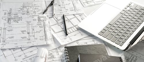 Preview: Architects concept, engineer architect designer freelance work on start-up project drawing, construc