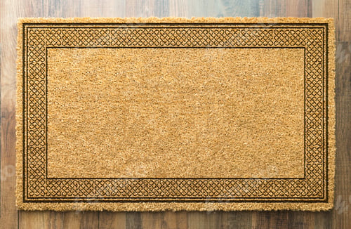 Preview: Blank Welcome Mat On Wood Floor Background Ready For Your Own Text