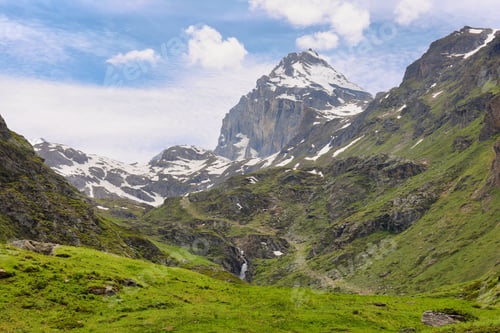 Preview: Beautiful valley with Granta Parey Peak at background, Val d'Aosta, Italy