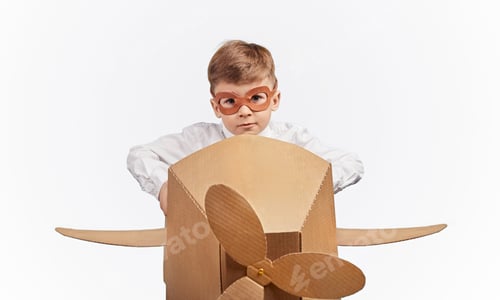 Preview: Kid with goggles pretending to be pilot
