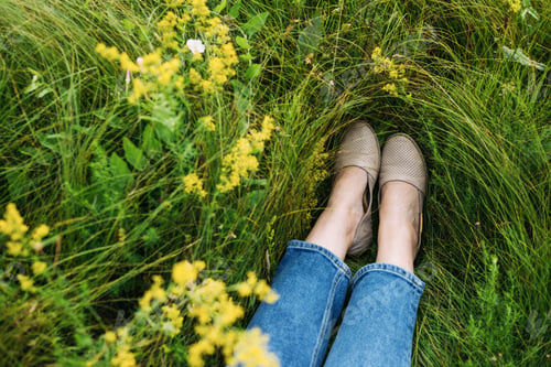 Preview: Woman's Feet Lying on the Grass.