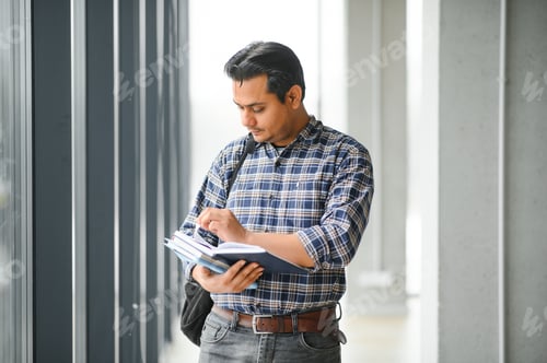 Preview: Portrait of cheerful male international Indian student with backpack. Education concept