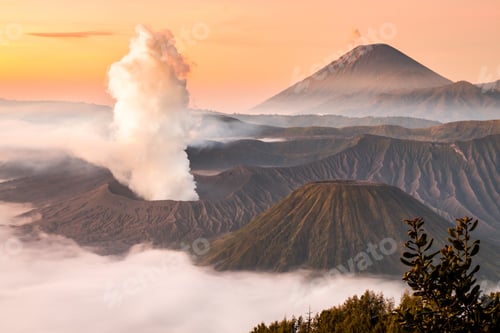Preview: Landscape of Mount Bromo volcano, Batok and Semeru (Mt