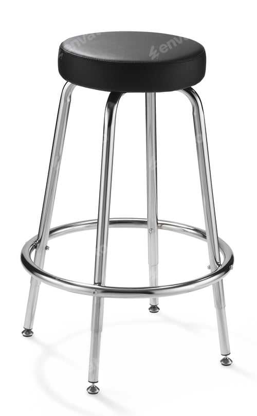 Preview: chrome-plated bar stool with black padded seat on with background