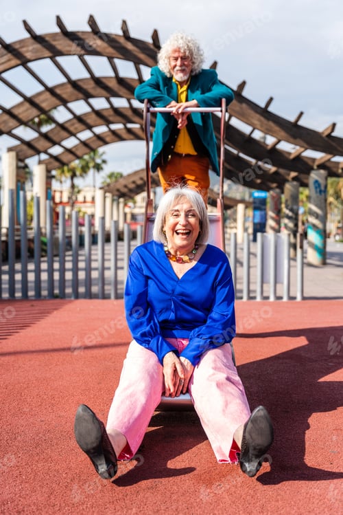 Preview: Senior couple of old people dating outdoors