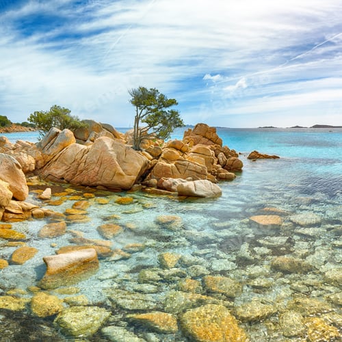 Preview: Breathtaking view of Capriccioli beach in Costa Smeralda.