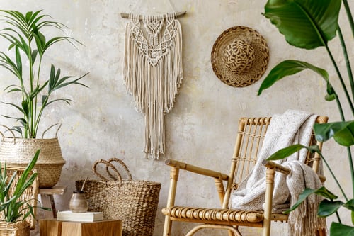 Preview: Stylish and floral composition of living room interior