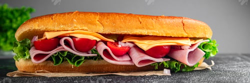 Preview: ham sandwich sliced meat, cheese, lettuce, tomato, vegetable, bun bread fresh food tasty eating meal