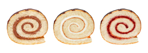 Preview: Different swiss rolls collection isolated on white background