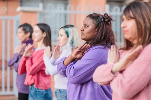 Preview: feminist movement break the bias. woman diversity and transgender inclusion protest 8 march